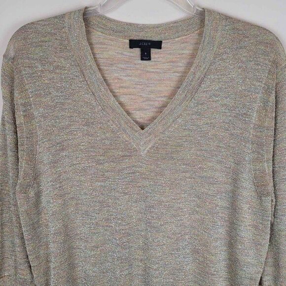 J. Crew Space-Dyed Sparkle Top Lightweight Sweater Metallic Size S - Picture 4 of 9
